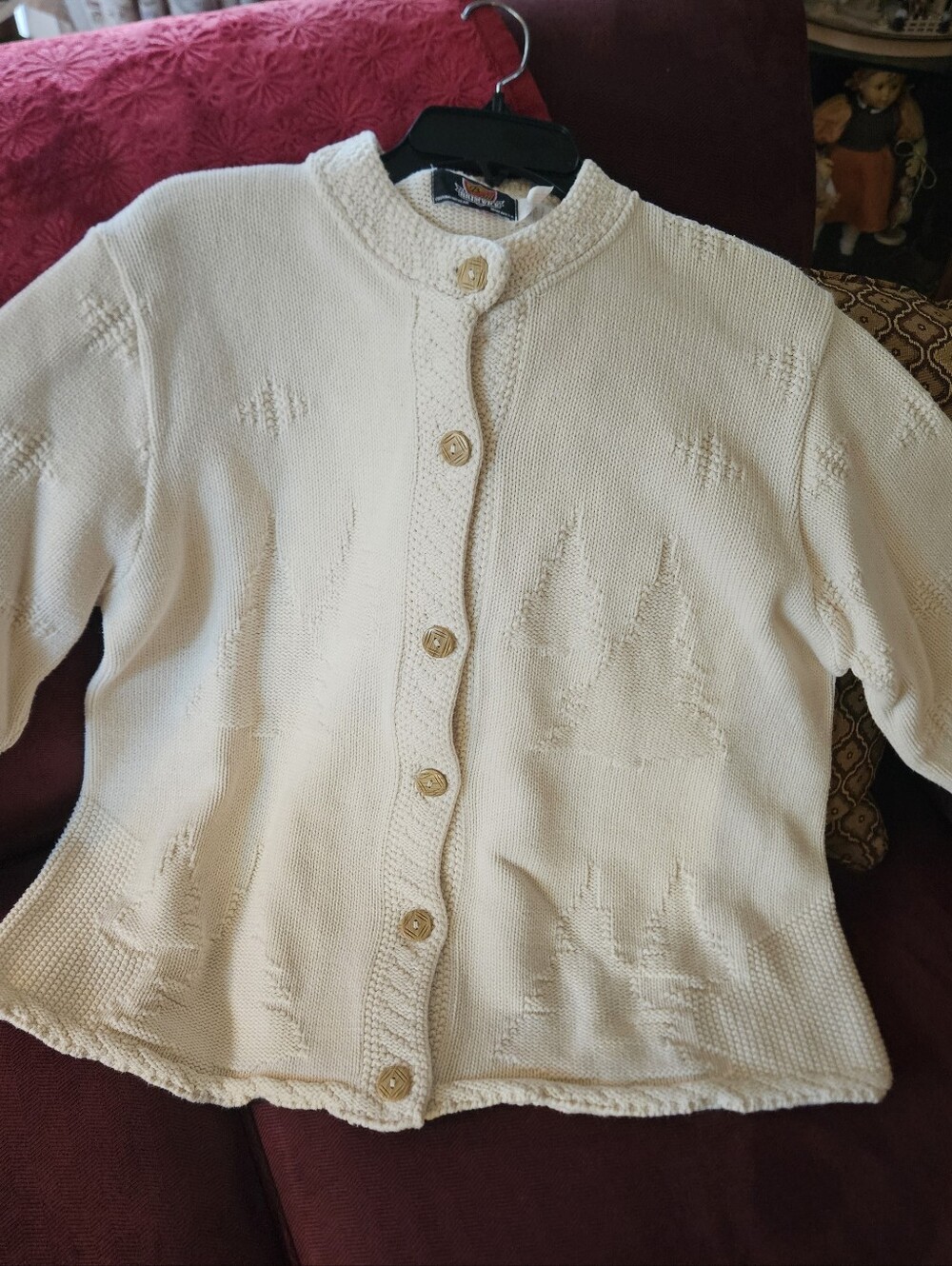 Women’s Holiday Cardigan W/ Christmas Trees/Moose Design Size M- Like New